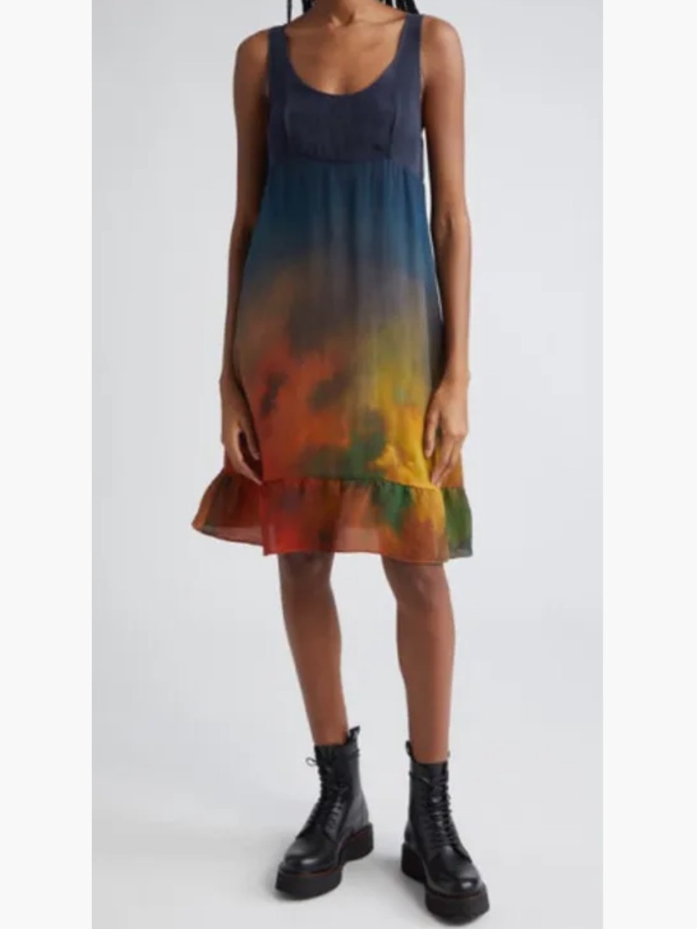 R13 Blue Tie Dye Cupro Tank Slip Dress Size S